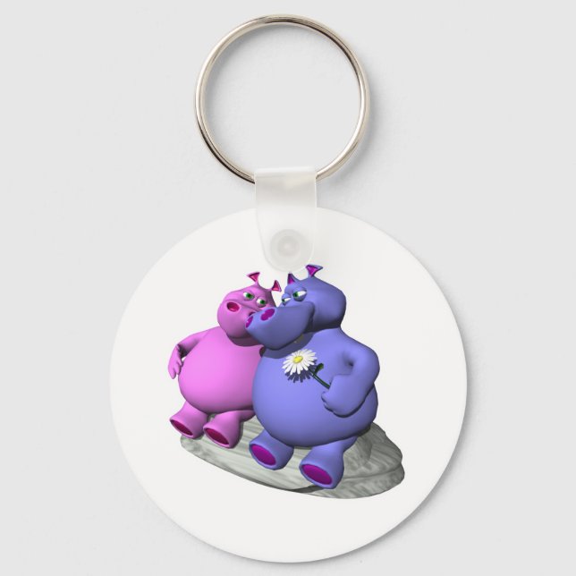 hippos in love keychain (Front)