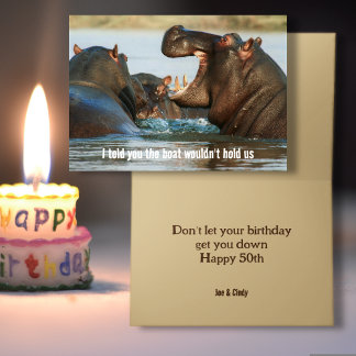 Hippos Old Man Birthday Funny Card