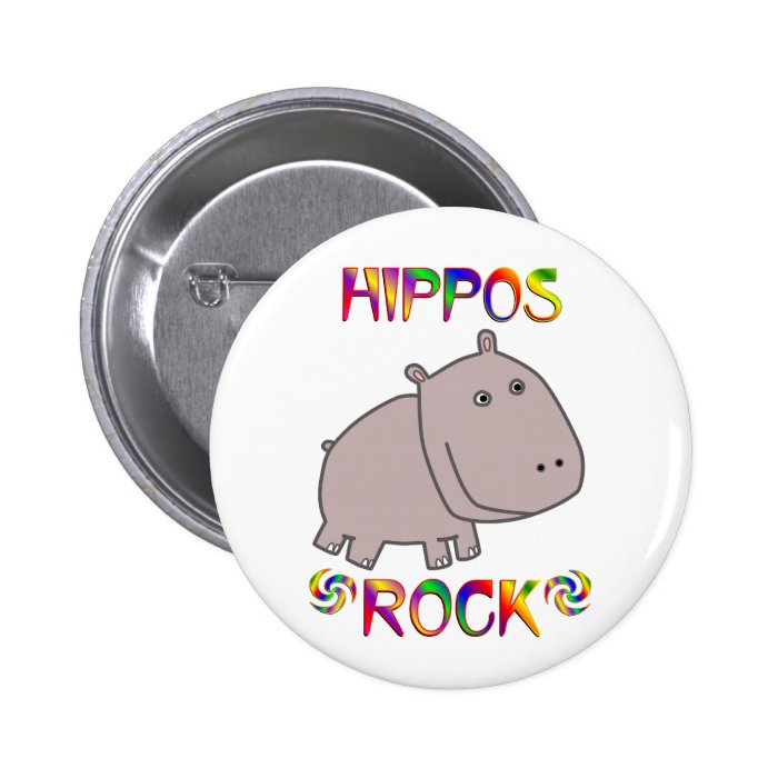 Hippos Rock Pinback Button