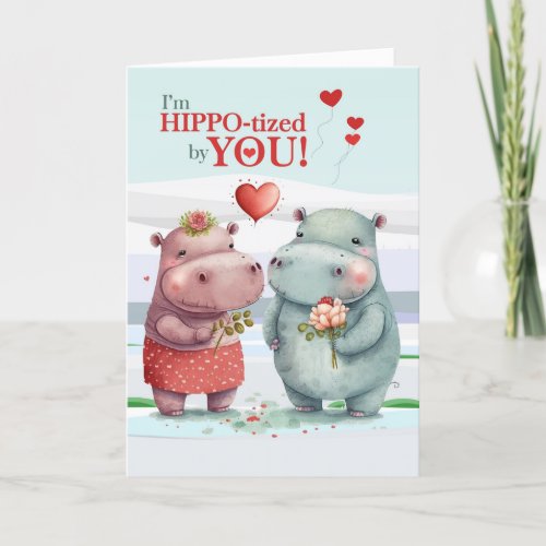 HIPPOtized By You Hippopotamus Valentines Day Holiday Card