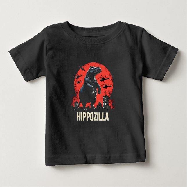 Hippozilla Spooky Moo Deng Baby Pygmy Hippo Baby T-Shirt (Front)