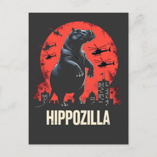 Hippozilla Spooky Moo Deng Baby Pygmy Hippo Postcard