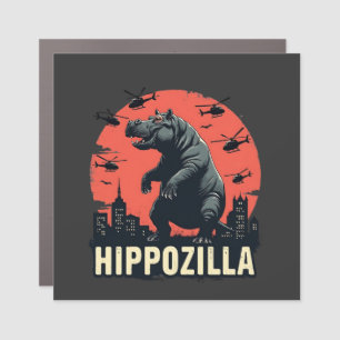 Hippozilla Spooky Moo Deng Hippo Halloween Car Magnet
