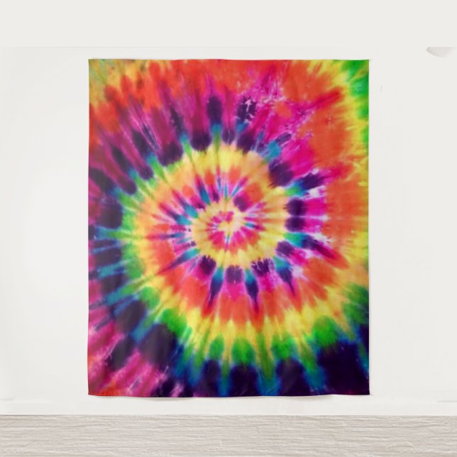 Hippy 60s 70s Tie Dye Retro Colorful Tapestry (Front)