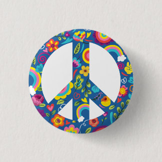 Hippy 60s Boho Peace Sign Button