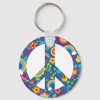 Hippy 60s Boho Peace Sign Keychain