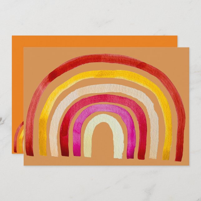 Hippy 60s rainbow retro party theme invitation (Front/Back)