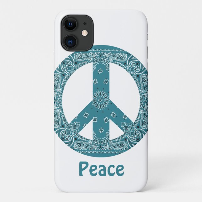 Hippy Bandanna Peace Sign Teal Case-Mate iPhone Case (Back)