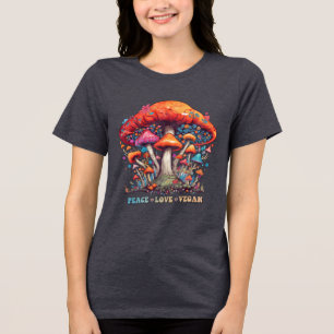 Hippy Boho Mushroom Peace Love Vegan Tri-Blend Shirt