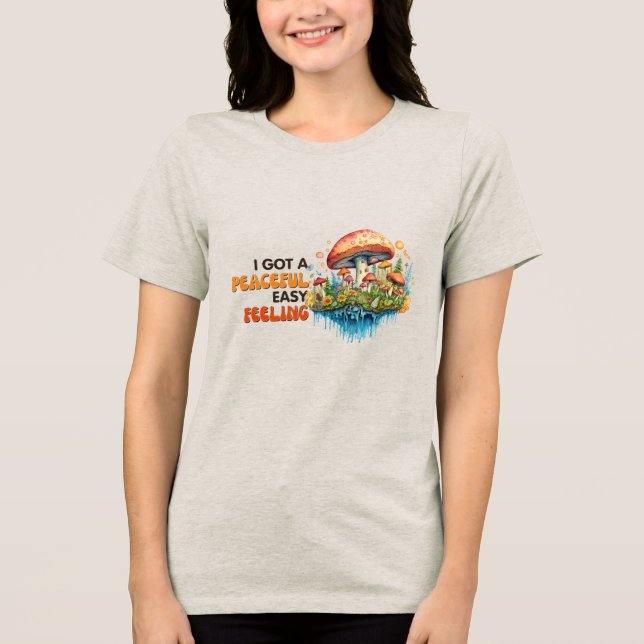 Hippy Boho Mushroom Peace Trippy Tri-Blend Shirt (Front)