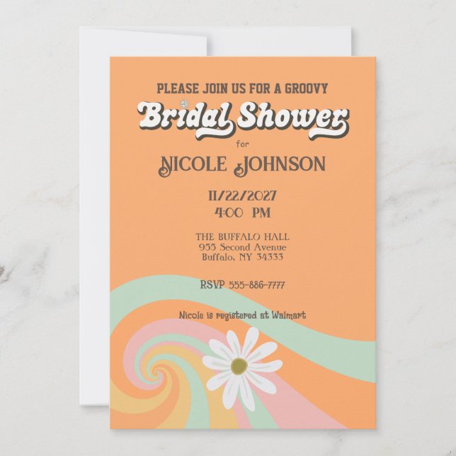 Hippy Boho Retro Bridal Shower Invitation (Front)