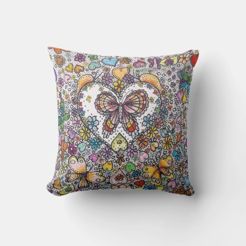 Hippy Butterfly Throw Pillow 16 x 16