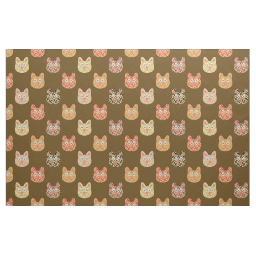 Hippy Cats of Earth Fabric