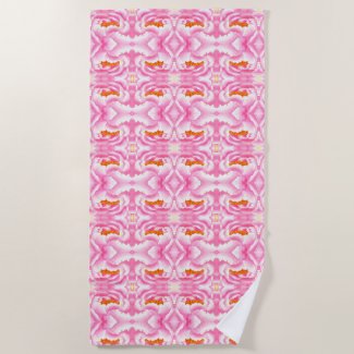 Hippy Chic Pink and Orange Tie-Dye Pattern Beach Towel