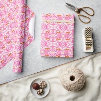 Hippy Chic Pink and Orange Tie-Dye Pattern Wrapping Paper