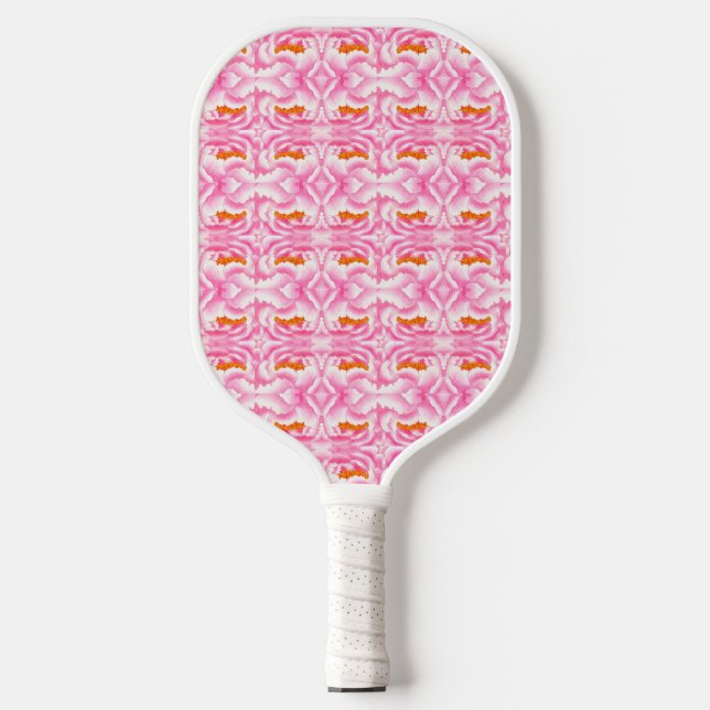Hippy Chic Pink and Orange Tie-Dye  Pickleball Paddle (Front)