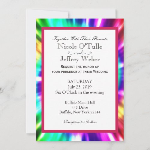 Hippy Chic Tie Dye Tye Die Wedding Invitation