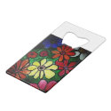 hippy colorful flower  bloom credit card bottle opener