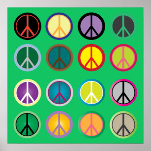 Hippy colorful peace sign retro 60s