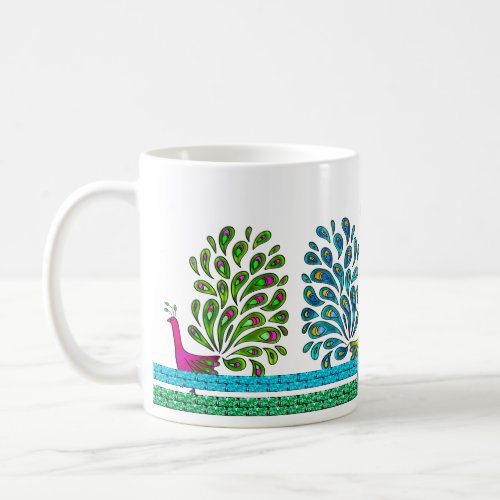 Hippy Dippy Peacocks _ Monogrammed Coffee Mug