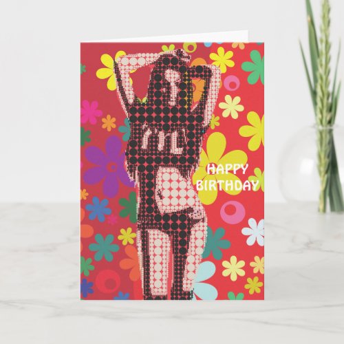 Hippy Flower child 60s theme birthday Card