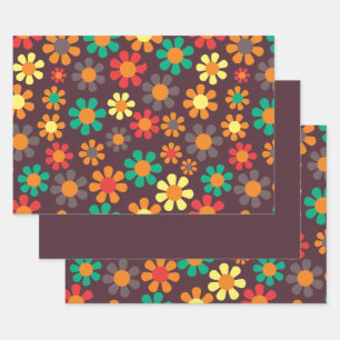 Hippy Flower Daisy Wrapping Paper Sheets