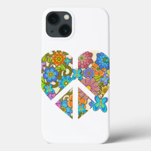 Hippy Flower Peace Sign Heart iPhone 13 Case
