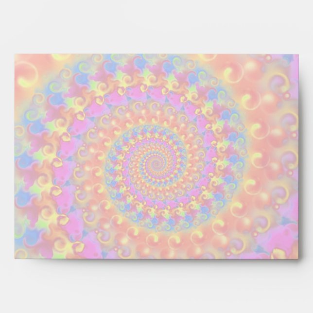 Hippy Fractal Pattern Pink Turquoise & Yellow Envelope (Front)