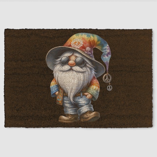 Hippy Gnome Fiber Doormat (Front)