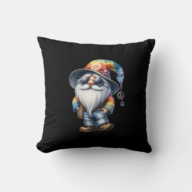 Hippy Gnome Throw Pillow (Front)