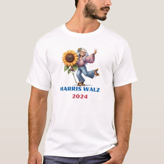 HIPPY GRANDMA FOR HARRIS WALZ 2024 T-Shirt (Front)