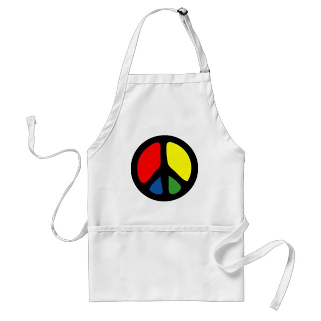 Hippy Groovy Peace Symbol Adult Apron (Front)