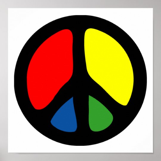 Hippy Groovy Peace Symbol Poster 