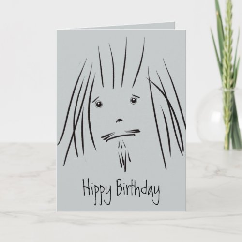 Hippy Guy Hippy Birthday Card Blank