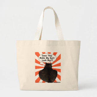 Hippy Kitty Does This Make My Butt Look Big?? Large Tote Bag