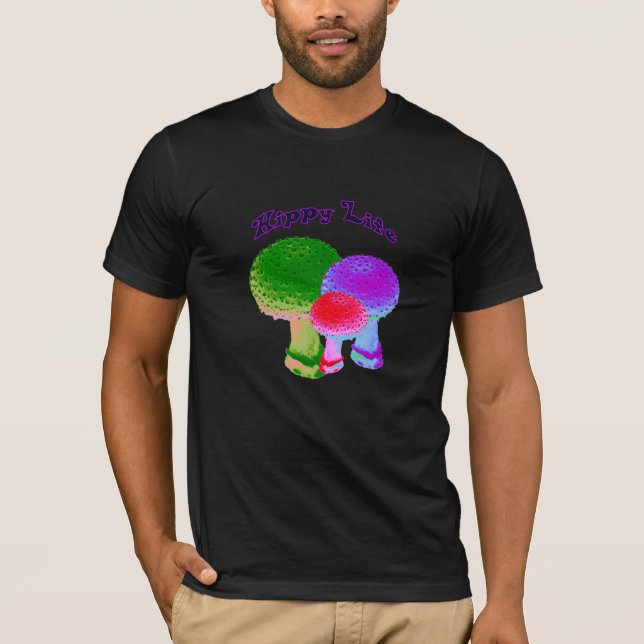 Hippy Life Neon Mushrooms T-Shirt (Front)