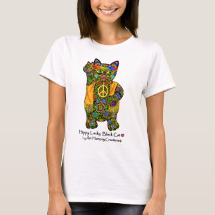 Hippy Lucky Black Cat Woman's T-Shirt