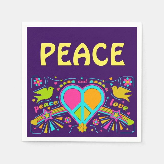 Hippy Peace flower child dinner party Napkins (Front)