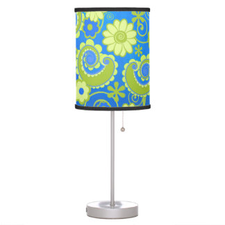 Hippy Peace Flower Lime Teal Lamp