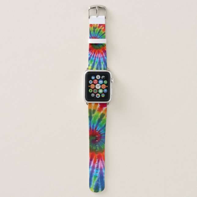 Hippy Peace Retro 60s Tie Dye Apple Watch Band (Front)