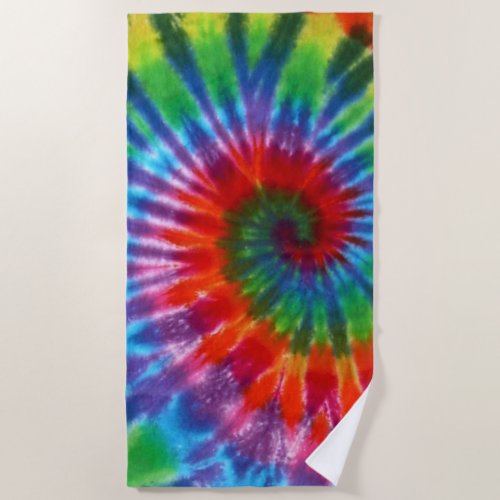 Hippy Peace Retro 60s Tie Dye Beach Towel