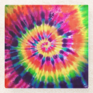 Hippy Peace Retro 60s Tie Dye Glass Coaster