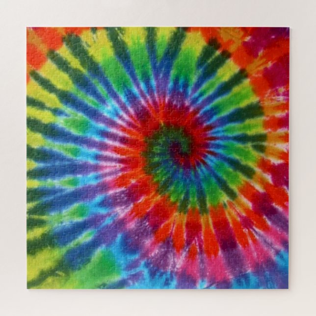 Hippy Peace Retro 60s Tie Dye Jigsaw Puzzle (Horizontal)