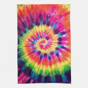 Hippy Peace Retro 60s Tie Dye Kitchen Towel