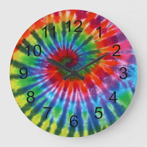 Hippy Peace Retro 60s Tie Dye Large Clock