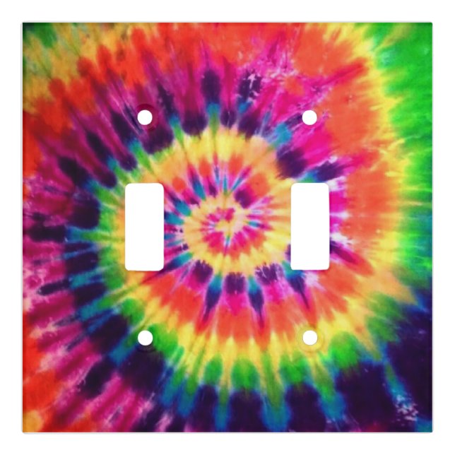Hippy Peace Retro 60s Tie Dye Light Switch Cover (Front)