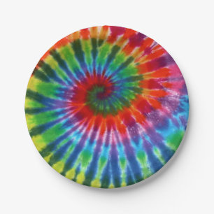 Hippy Peace Retro 60s Tie Dye Paper Plates