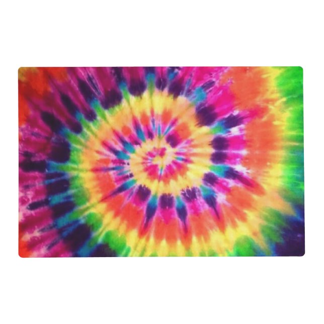 Hippy Peace Retro 60s Tie Dye Placemat (Front)