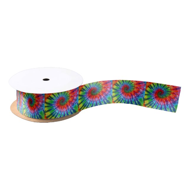 Hippy Peace Retro 60s Tie Dye Satin Ribbon (Spool)