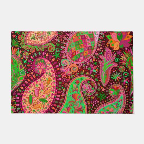 Hippy Peace Retro Colorful Boho Chic Doormat